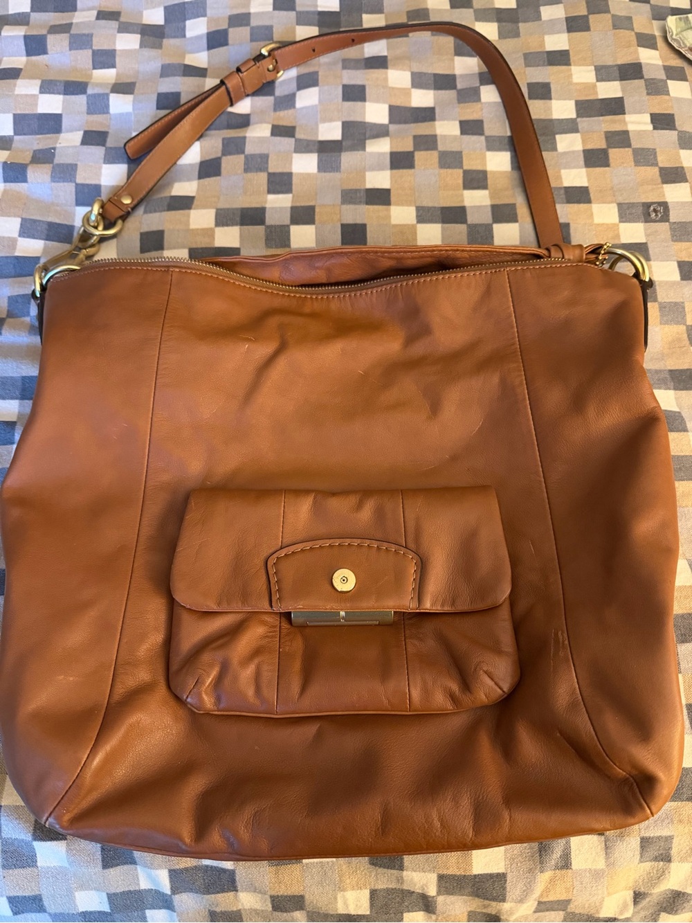 Coach Leather Shoulder Bag in Cognac